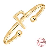 Fashion Letter Sterling Silver Plating Open Ring 1 Piece sku image 18