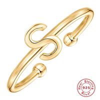 Fashion Letter Sterling Silver Plating Open Ring 1 Piece sku image 3
