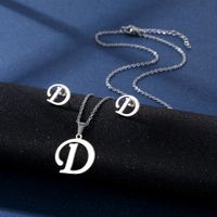 Simple Style Letter Stainless Steel Earrings Necklace 1 Set main image 4