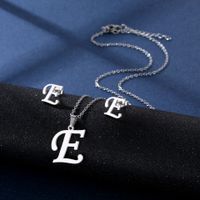 Simple Style Letter Stainless Steel Earrings Necklace 1 Set sku image 5