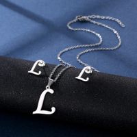 Simple Style Letter Stainless Steel Earrings Necklace 1 Set sku image 12