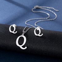 Simple Style Letter Stainless Steel Earrings Necklace 1 Set sku image 17