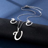 Simple Style Letter Stainless Steel Earrings Necklace 1 Set sku image 21