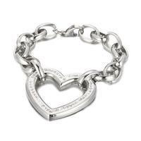 Fashion Heart Shape Titanium Steel Plating Hollow Out Inlay Zircon Bracelets Necklace sku image 1
