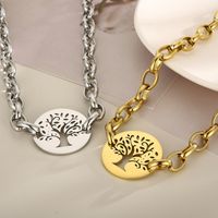 Fashion Tree Titanium Steel Plating Hollow Out Bracelets Necklace main image 1