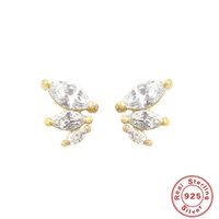Fashion Geometric Water Droplets S925 Sterling Silver Inlay Zircon Earrings 1 Pair sku image 3