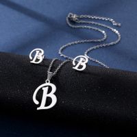 Simple Style Letter Stainless Steel Earrings Necklace 1 Set sku image 2