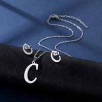 Simple Style Letter Stainless Steel Earrings Necklace 1 Set main image 3