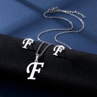 Simple Style Letter Stainless Steel Earrings Necklace 1 Set sku image 6