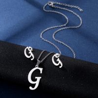 Simple Style Letter Stainless Steel Earrings Necklace 1 Set sku image 7