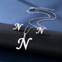 Simple Style Letter Stainless Steel Earrings Necklace 1 Set sku image 14