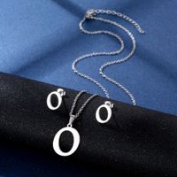 Simple Style Letter Stainless Steel Earrings Necklace 1 Set sku image 15