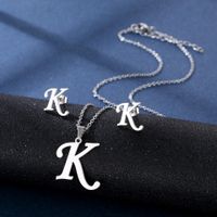 Simple Style Letter Stainless Steel Earrings Necklace 1 Set sku image 11