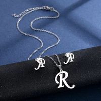 Simple Style Letter Stainless Steel Earrings Necklace 1 Set sku image 18