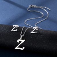 Simple Style Letter Stainless Steel Earrings Necklace 1 Set sku image 26