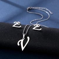 Simple Style Letter Stainless Steel Earrings Necklace 1 Set sku image 22