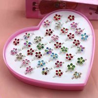 Cartoon Style Crown Flower Butterfly Alloy Plating Inlay Rhinestones Girl's Rings 1 Set main image 3