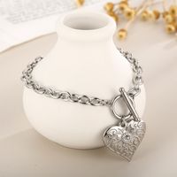 Fashion Heart Shape Titanium Steel Plating Bracelets Necklace main image 3