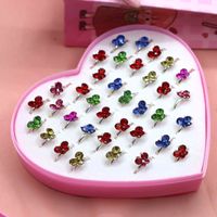 Cartoon Style Crown Flower Butterfly Alloy Plating Inlay Rhinestones Girl's Rings 1 Set main image 4