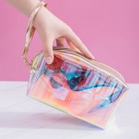 Women's Medium Plastic Solid Color Fashion Square Zipper Cosmetic Bag sku image 8