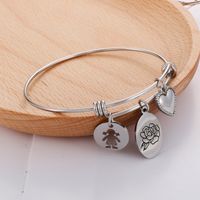 Simple Style Heart Shape Flower Titanium Steel Plating Hollow Out Bangle 1 Piece main image 1