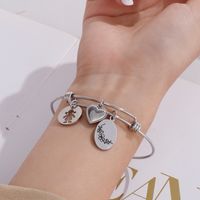 Simple Style Heart Shape Flower Titanium Steel Plating Hollow Out Bangle 1 Piece main image 5