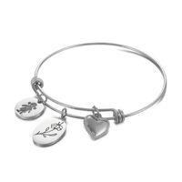 Simple Style Heart Shape Flower Titanium Steel Plating Hollow Out Bangle 1 Piece sku image 2