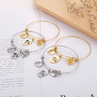 Simple Style Heart Shape Flower Titanium Steel Plating Hollow Out Bangle 1 Piece main image 3