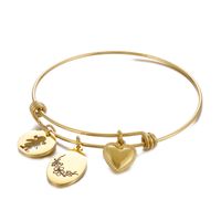 Simple Style Heart Shape Flower Titanium Steel Plating Hollow Out Bangle 1 Piece sku image 15