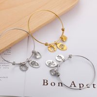Simple Style Heart Shape Flower Titanium Steel Plating Hollow Out Bangle 1 Piece main image 2