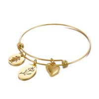 Simple Style Heart Shape Flower Titanium Steel Plating Hollow Out Bangle 1 Piece sku image 14