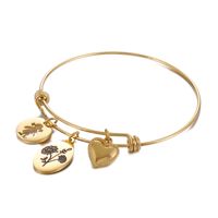 Simple Style Heart Shape Flower Titanium Steel Plating Hollow Out Bangle 1 Piece sku image 23