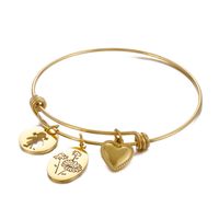 Simple Style Heart Shape Flower Titanium Steel Plating Hollow Out Bangle 1 Piece sku image 16