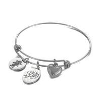 Simple Style Heart Shape Flower Titanium Steel Plating Hollow Out Bangle 1 Piece sku image 9