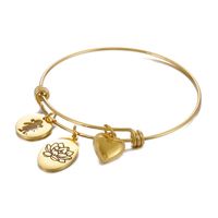 Simple Style Heart Shape Flower Titanium Steel Plating Hollow Out Bangle 1 Piece sku image 19