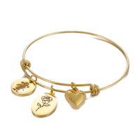 Simple Style Heart Shape Flower Titanium Steel Plating Hollow Out Bangle 1 Piece sku image 18