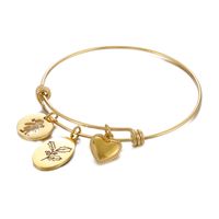 Simple Style Heart Shape Flower Titanium Steel Plating Hollow Out Bangle 1 Piece sku image 24