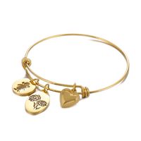 Simple Style Heart Shape Flower Titanium Steel Plating Hollow Out Bangle 1 Piece sku image 22