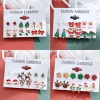 Fashion Snowflake Elk Alloy Plating Women's Drop Earrings Ear Studs 6 Pairs main image 5