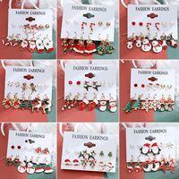 Fashion Snowflake Elk Alloy Plating Women's Drop Earrings Ear Studs 6 Pairs main image 1