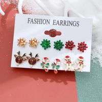 Fashion Snowflake Elk Alloy Plating Women's Drop Earrings Ear Studs 6 Pairs sku image 14
