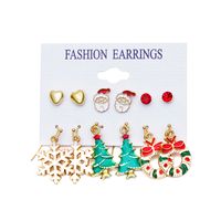 Fashion Snowflake Elk Alloy Plating Women's Drop Earrings Ear Studs 6 Pairs main image 2