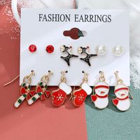 Fashion Snowflake Elk Alloy Plating Women's Drop Earrings Ear Studs 6 Pairs sku image 8