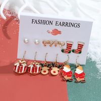 Fashion Snowflake Elk Alloy Plating Women's Drop Earrings Ear Studs 6 Pairs sku image 12