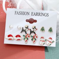 Fashion Snowflake Elk Alloy Plating Women's Drop Earrings Ear Studs 6 Pairs sku image 16