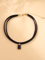 Fashion Square Alloy Suede Inlay Artificial Gemstones Women's Choker 1 Piece main image 1