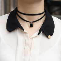 Fashion Square Alloy Suede Inlay Artificial Gemstones Women's Choker 1 Piece main image 2
