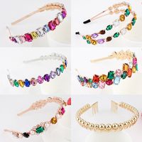 Fashion Flower Alloy Plating Inlay Artificial Gemstones Pearl Hair Band 1 Piece main image 1