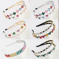 Fashion Flower Alloy Plating Inlay Artificial Gemstones Pearl Hair Band 1 Piece main image 4