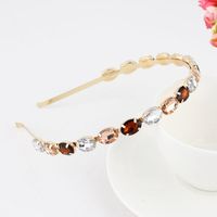 Fashion Flower Alloy Plating Inlay Artificial Gemstones Pearl Hair Band 1 Piece sku image 4